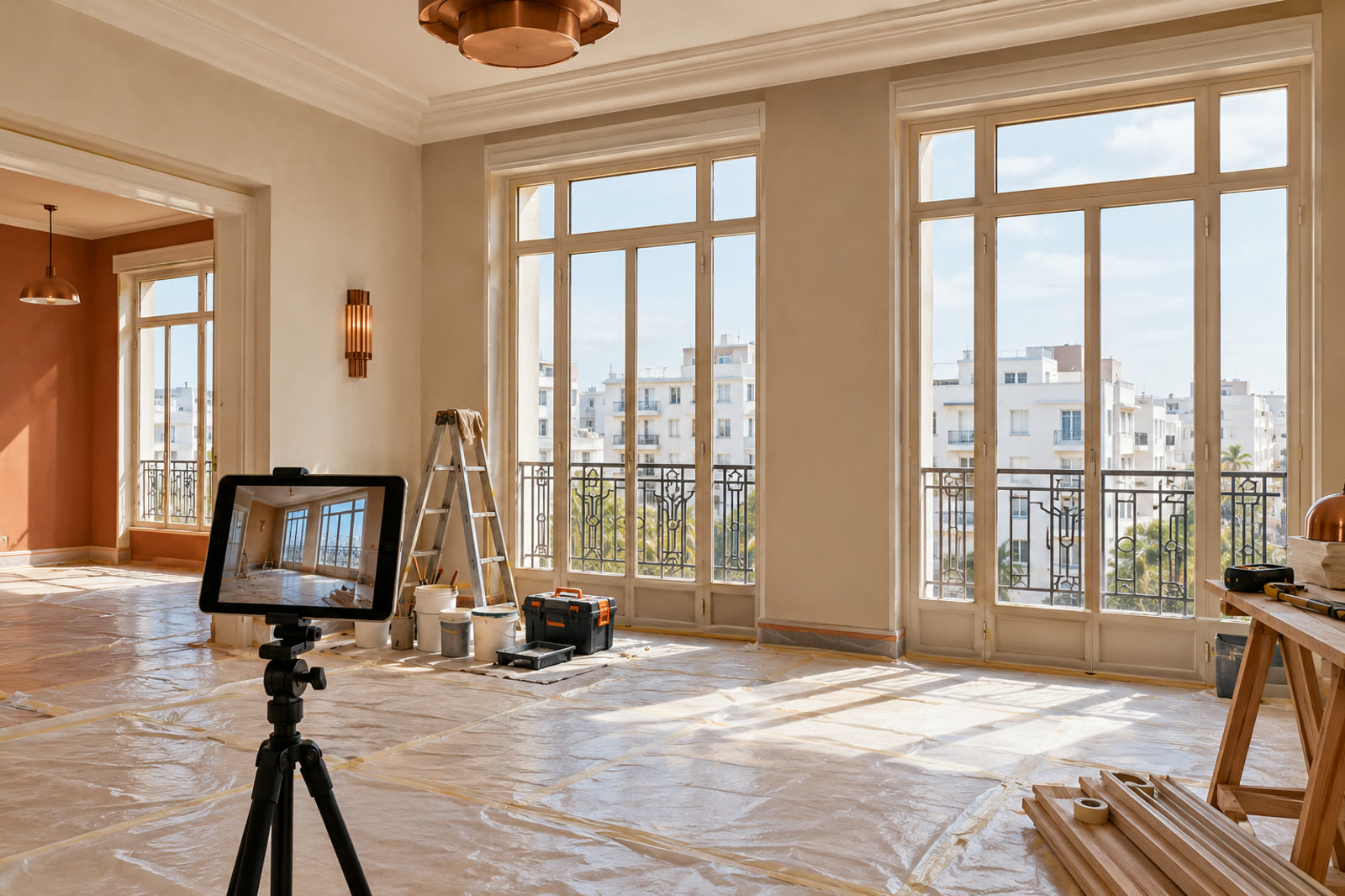 Appartement en travaux filmé pour une visite à distance